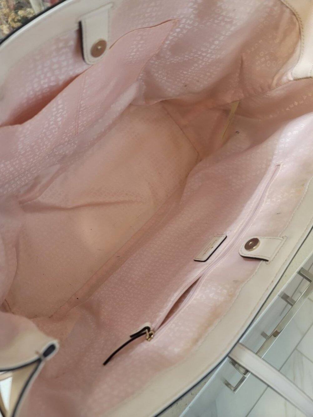 Kate Spade Ari Laurel Way Pink Saffiano Leather LG Tote EUC, $379 White - Picture 7 of 12